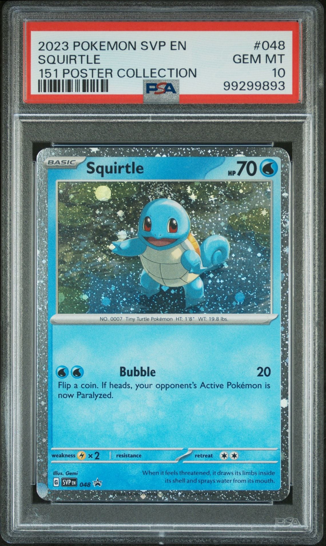 SQUIRTLE - 2023 SVP BLACK STAR PROMO 048 151 POSTER COLLECTION - PSA 10 π