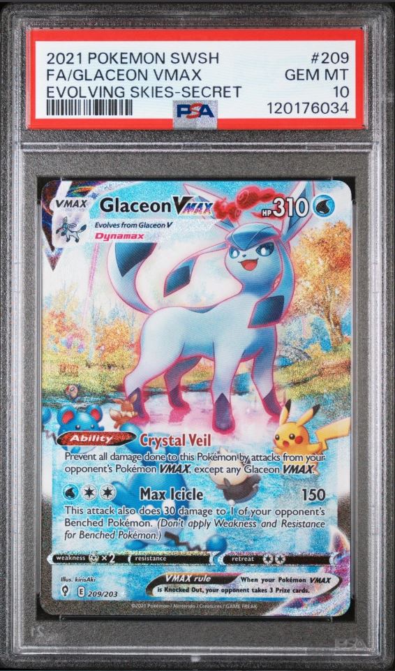 GLACEON VMAX - 2021 SWSH EVOLVING SKIES 209 - PSA 10 π