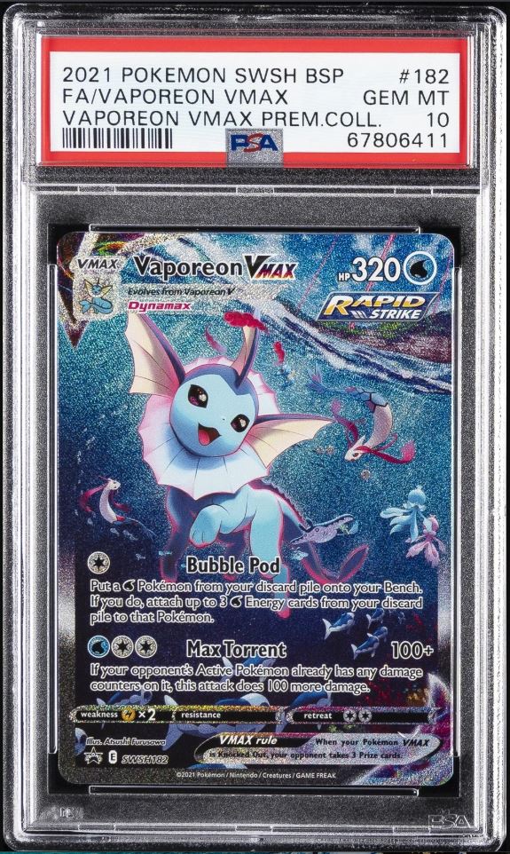 VAPOREON VMAX - 2021 SWSH PREMIUM COLLECTION 182 - PSA 10 π