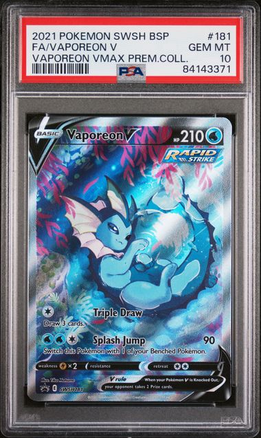 VAPOREON V - 2021 SWSH PREMIUM COLLECTION 181 - PSA 10 💎