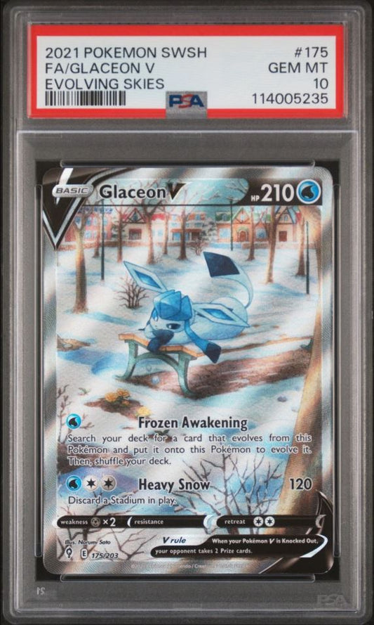 GLACEON V - 2021 SWSH EVOLVING SKIES 175 - PSA 10 💎