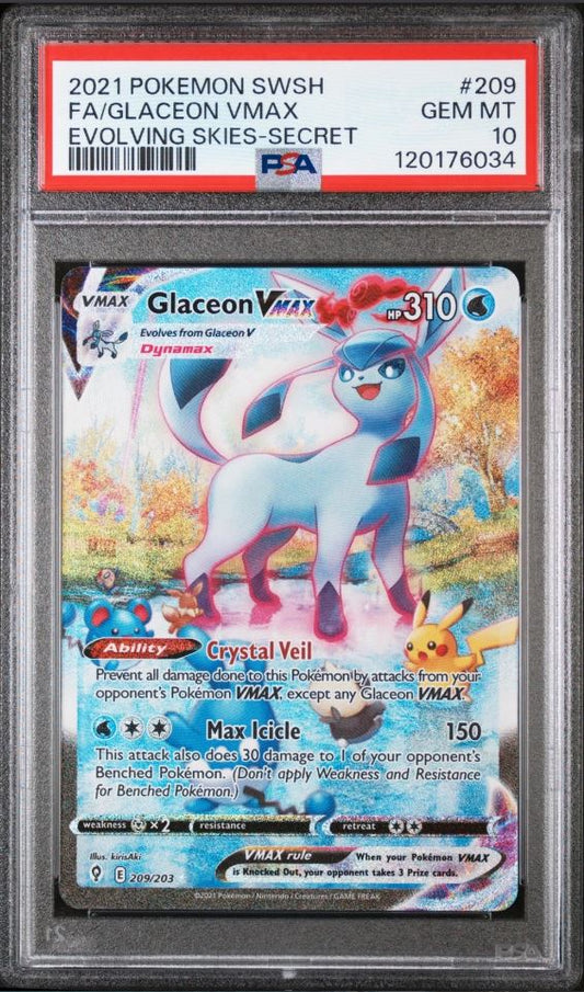 GLACEON VMAX - 2021 SWSH EVOLVING SKIES 209 - PSA 10 💎