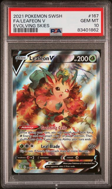 LEAFEON V - 2021 SWSH EVOLVING SKIES 167 - PSA 10 💎