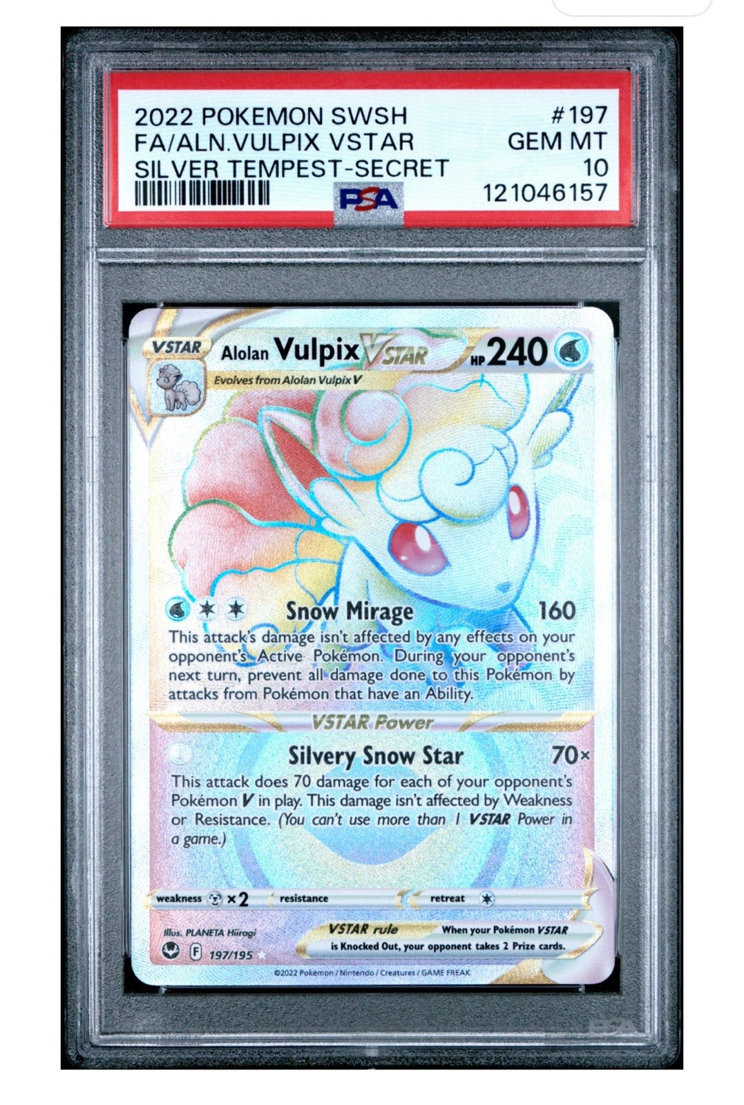 ALOLAN VULPIX VSTAR - 2022 SWSH SILVER TEMPEST - PSA 10 💎