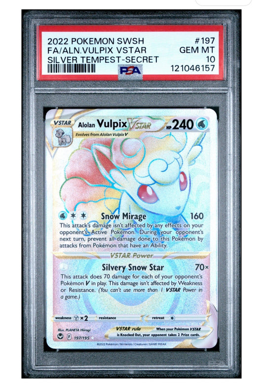 ALOLAN VULPIX VSTAR - 2022 SWSH SILVER TEMPEST - PSA 10 💎