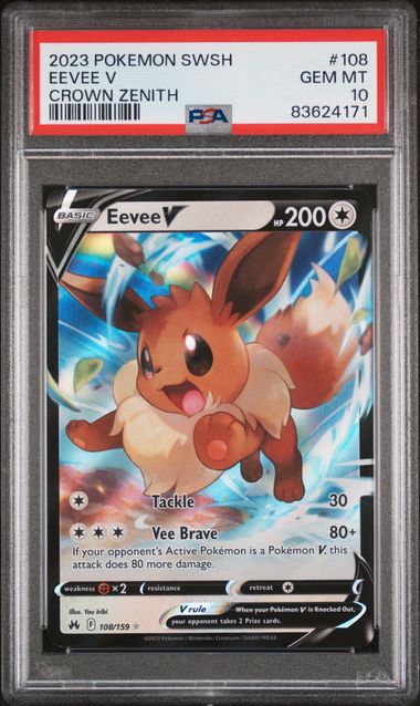 EEVEE V - 2023 SWSH CROWN ZENITH 108 - PSA 10 💎